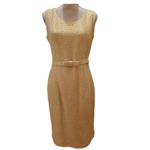 Badgley Mischka Cream Gold Dress With Belt Size 10